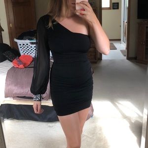 Macy's Black One-Shoulder Prom Dress